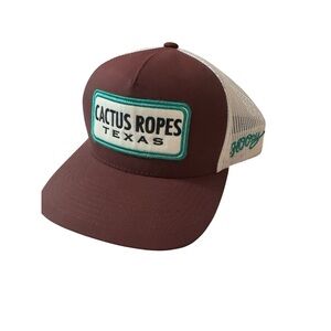 HOOEY Cactus Ropes Texas Maroon Teal & White Trucker Hat